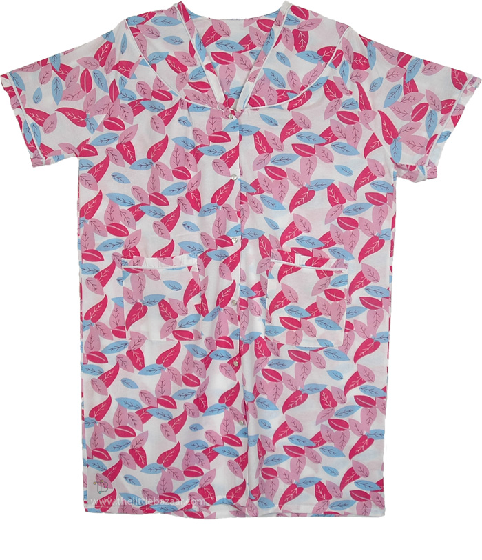 Plus Size Pink Leafy Dreams Snap Front Duster Dress