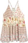 English White Flower Patchwork Tunic Dress