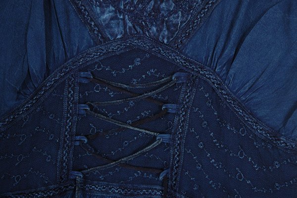 indigo Night Long Denim Dress with Heavy Embroidery