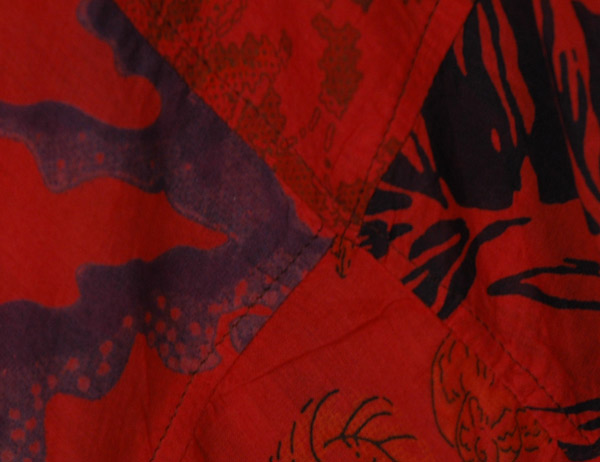 Cotton Patchwork Harem Jumpsuit in Indra Red