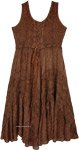 Cinnamon Coffee Bohemian Long Tank Dress with Heavy Embroidery
