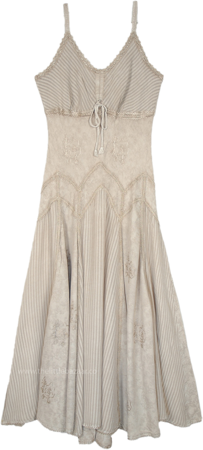 Sculpted Beige Western Sleeveless Maxi Dress