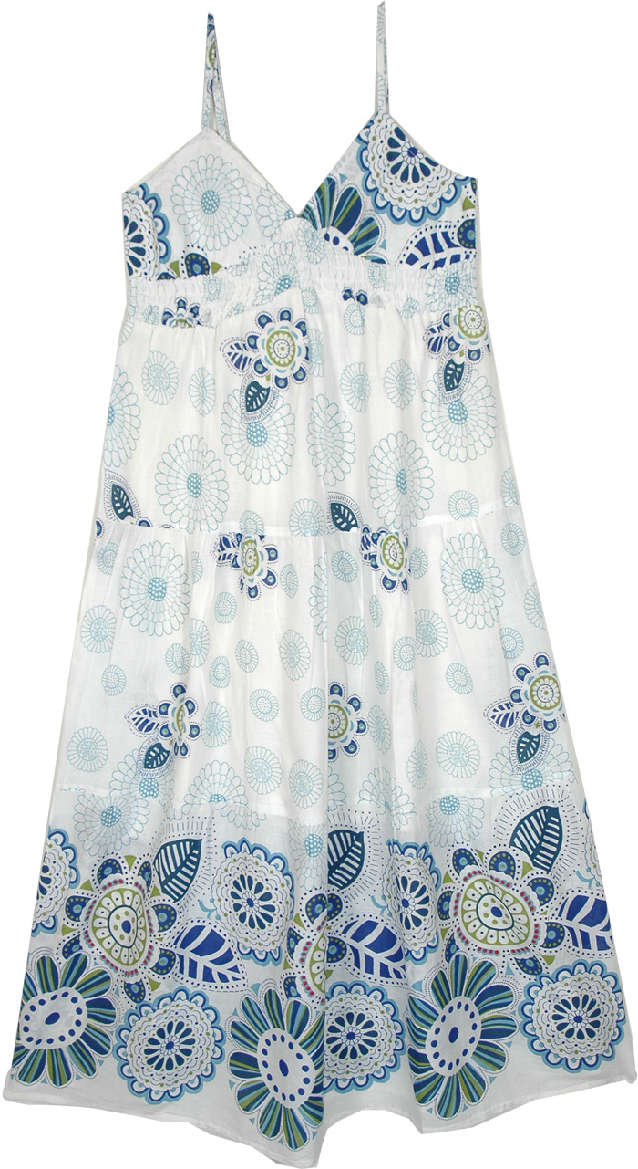 Greece Getaway Floral Garden Printed Midi Dress