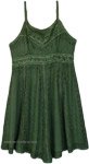 Olive Renaissance Vintage Embroidered Sleeveless Short Dress