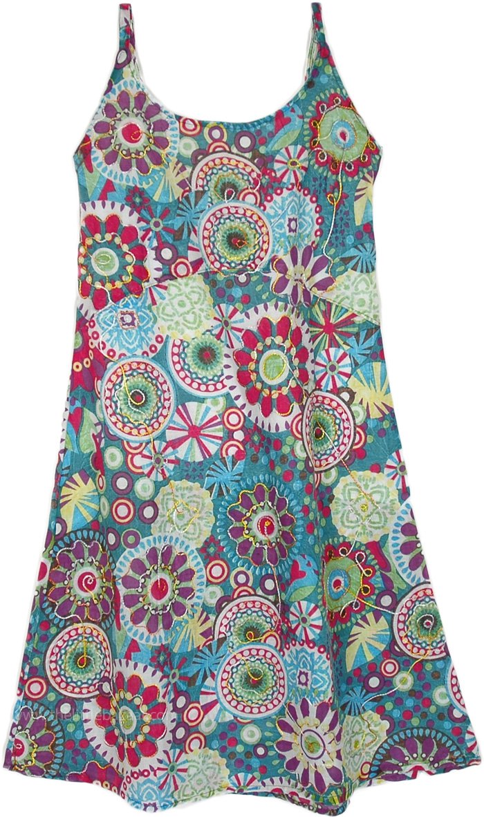 Floral Fiesta Bright Cotton Dress with Embroidery Details | Dresses ...