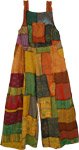 Saffron Patchwork Wide Leg Jumpsuit with inscriptions