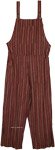 French Maroon Striped Classic Boho Overalls
