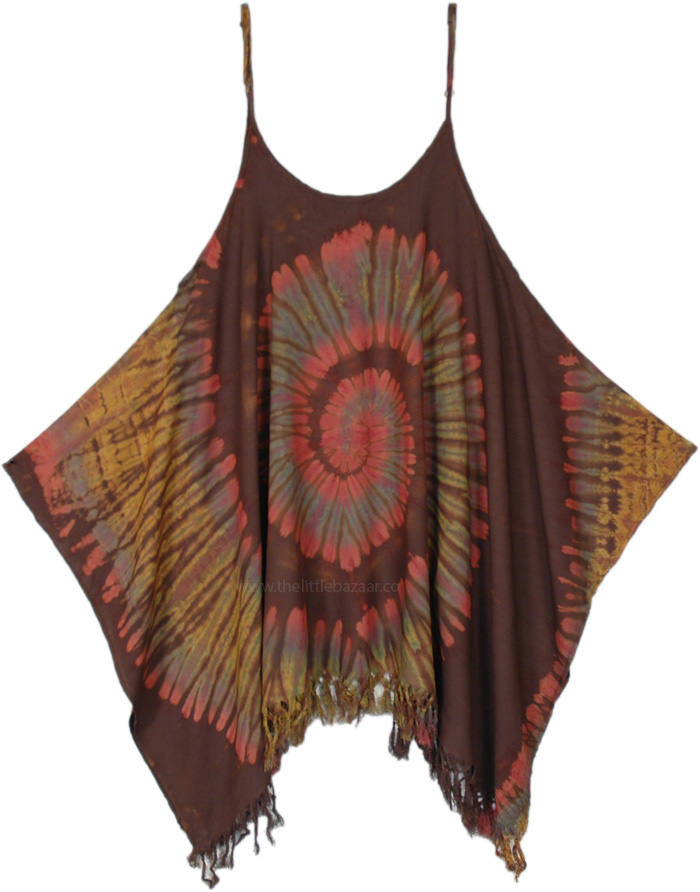 Chocolate Swirl Tie Dye Short Summer Dress | Dresses | Brown | Tie-Dye ...