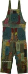 True Hippie Green Patchwork Overalls