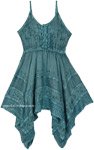 Teal Embroidery Short Western Dress