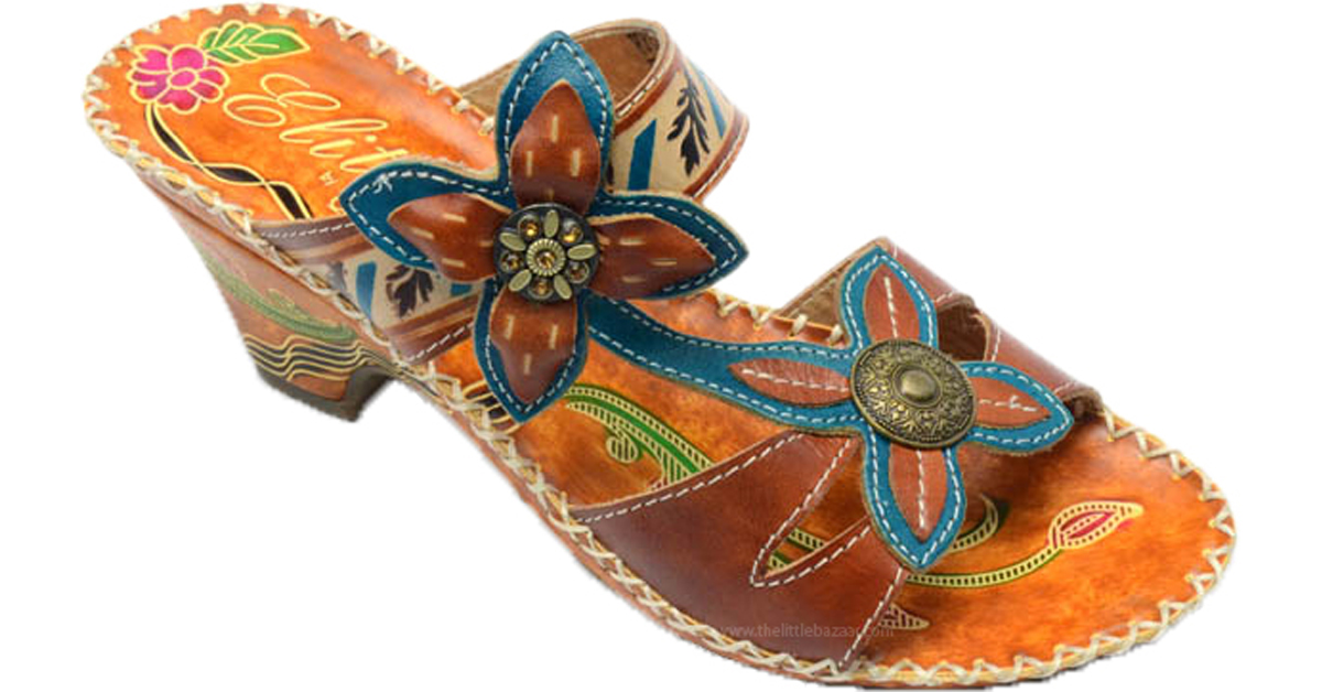 Hand painted leather sandals sale
