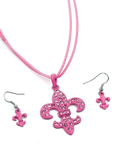 Pink Jewelry Corded Fleur de Lis