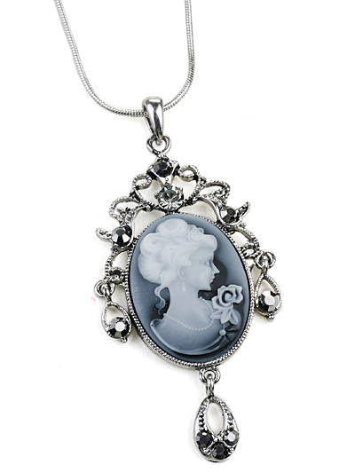 Black Cameo Necklace with Pendant