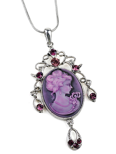 Purple Cameo Necklace with Pendant