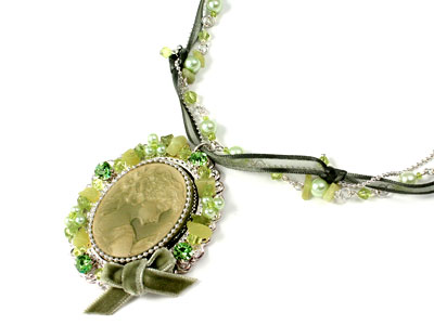 Green Cameo Necklace