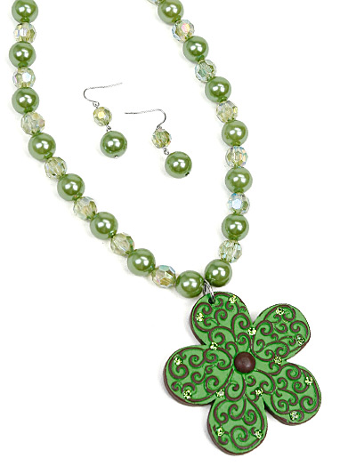 Lime Green Flower Jewelry