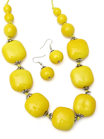 Yellow Chunky Beaded Jewelry