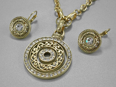 Rhinestone Necklace Pendant Set