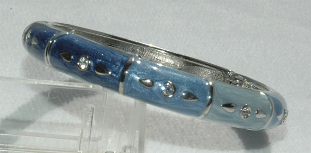 Blue Enamel Bracelet Rhinestone Accent