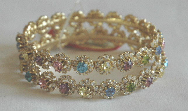 Shiny Multicolor Crystal and Rhinestone Bangle