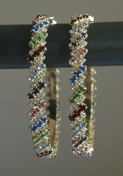 Shiny Multicolor Crystal and Rhinestone Bangle Bracelet