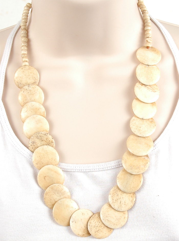 White Bone Jewelry, Ivory White Gypsy Boho Necklace