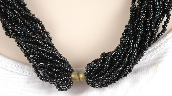 Black Beads Statement Necklace