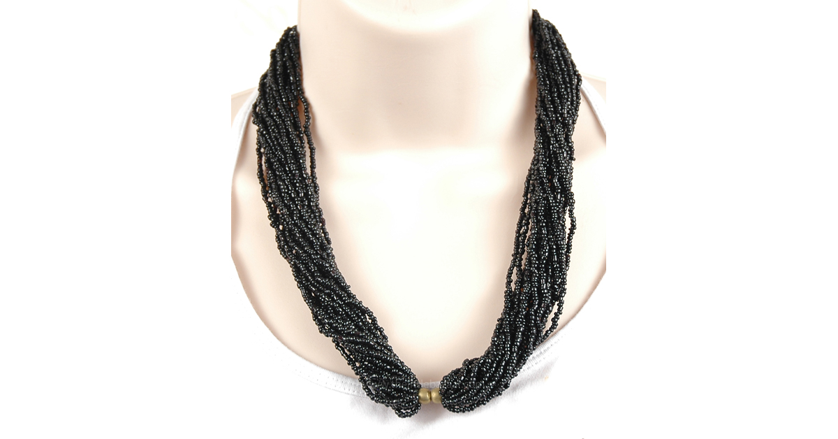 black beaded statement necklace