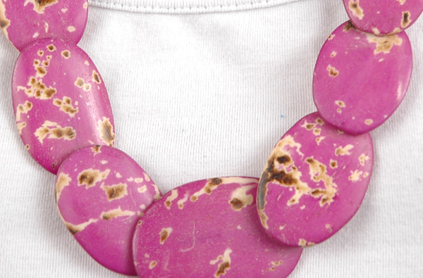 Boho Necklace in Mulberry Purple Bone Discs