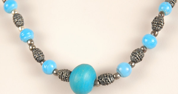 Silver Turquoise Beads Womens Vintage Necklace