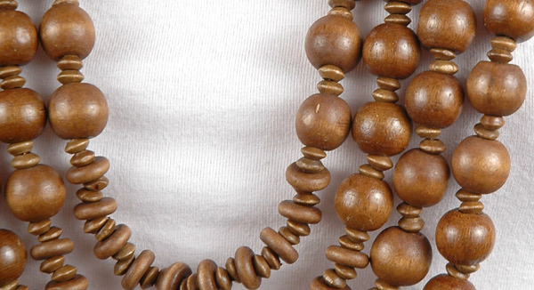 Rustic Wood Beads Mantra Necklace