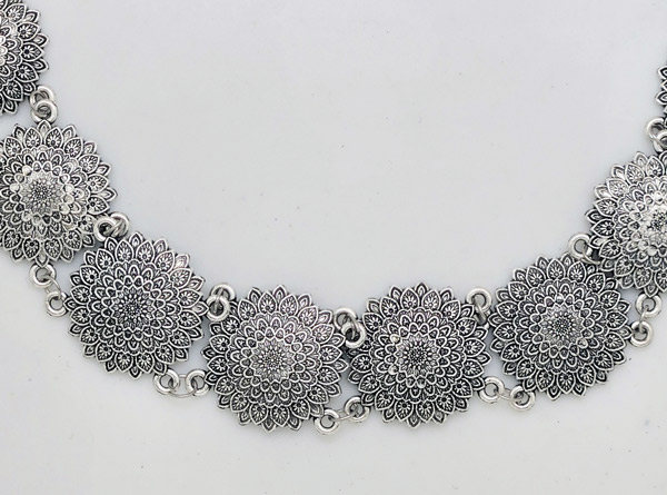 Silver Wildflower Heritage Statement Necklace