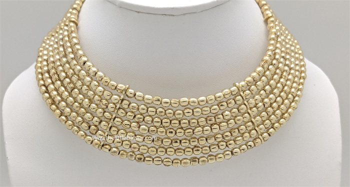 Gold Egyptian Memory Wire Jewelry Collar Necklace