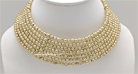 Gold Bead Collar Necklace Roman Inspired [6609]