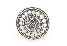 Oxidised Look Afghani Antique Silver Medallion Ring [6613]