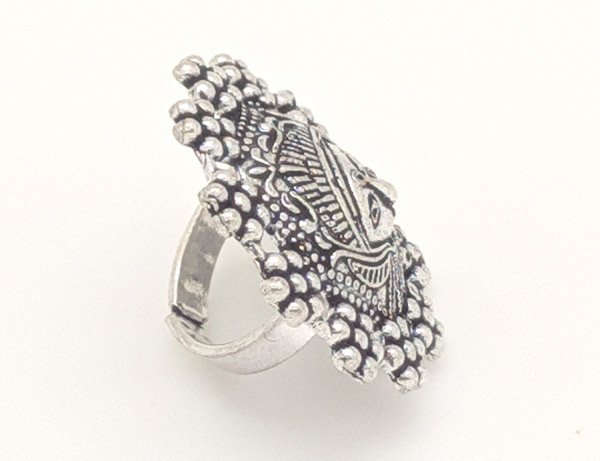 Protector Goddess Embossed Tribal Finger Ring