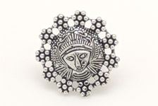 Protector Goddess Embossed Tribal Finger Ring