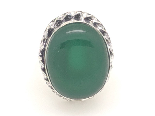 Serpentine Green Finger Ring in Silver
