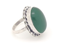 Serpentine Green Finger Ring in Silver