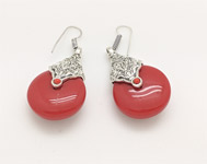 Siver and Red Earrings [6625]