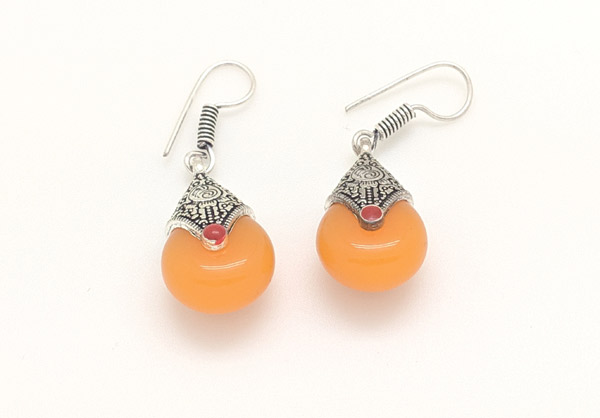 Pastel Orange Stone Small Earrings