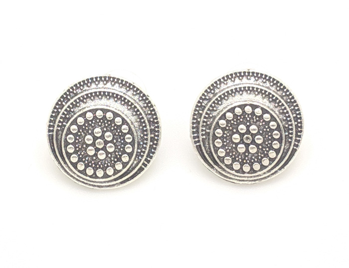 Circle Chic Tribal Silver Earrings