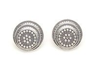 Circular Design Silver and Black Earrings [6631]
