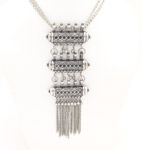 Tribal Pendant in Silver with Hanging Chain Design [6636]