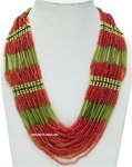 Pink and Gold Beads Tribal Necklace [6755]