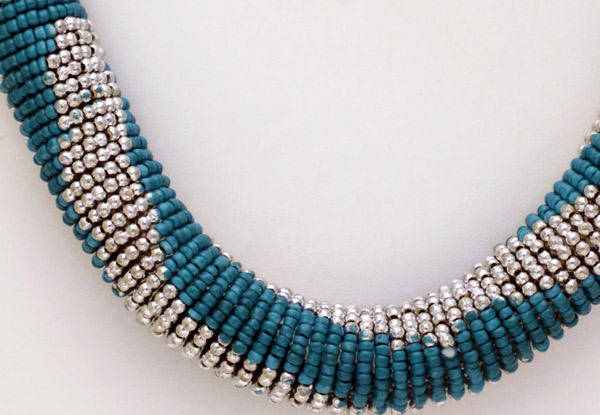 Blue Azure Ensembled Beads Fashion Necklace