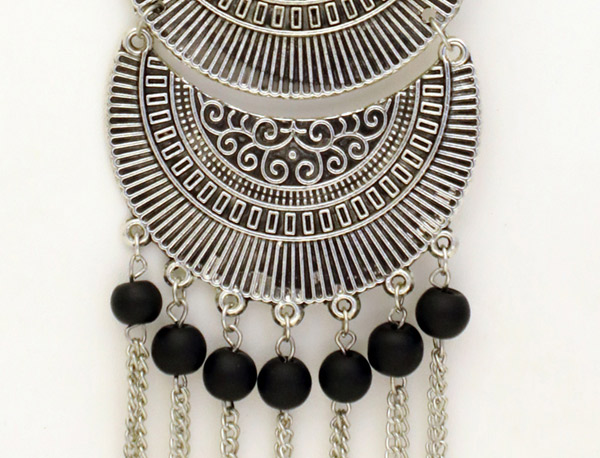 Three Crescents Silver Black Modern Necklace