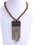 Brown Shining Beads and Silver Tribal Necklace [6787]