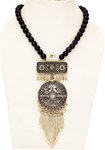 Gypsy Black Necklace with Triple Silver Bird Pendant