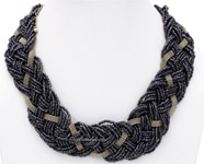 Intertwined Black Beads Necklace